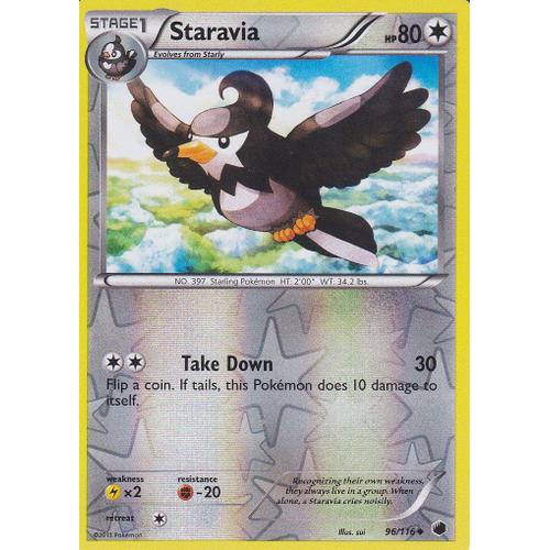 Carte Pokemon - Staravia ( Etourvol ) - 96/116 - Reverse - Glaciation Plasma - Version Anglaise -