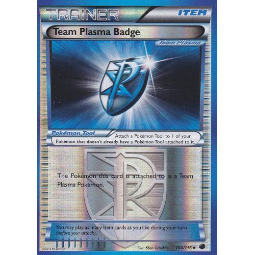 Carte Pokemon - Team Plasma Badge ( Badge De La Team Plasma ) - 104/116 - Reverse - Glaciation Plasma - Version Anglaise -