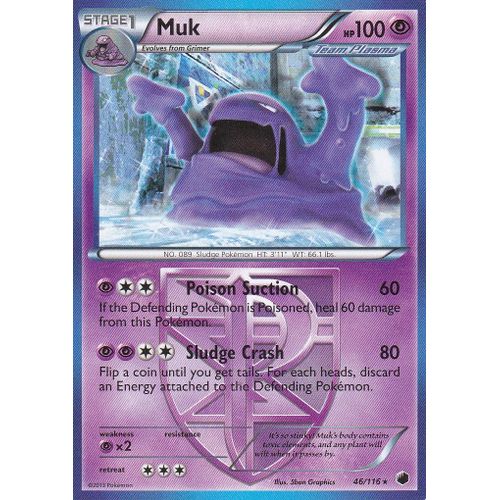 Carte Pokemon - Muk ( Grotadmorv De Team Plasma ) - 46/116 - Rare - Glaciation Plasma - Anglaise -