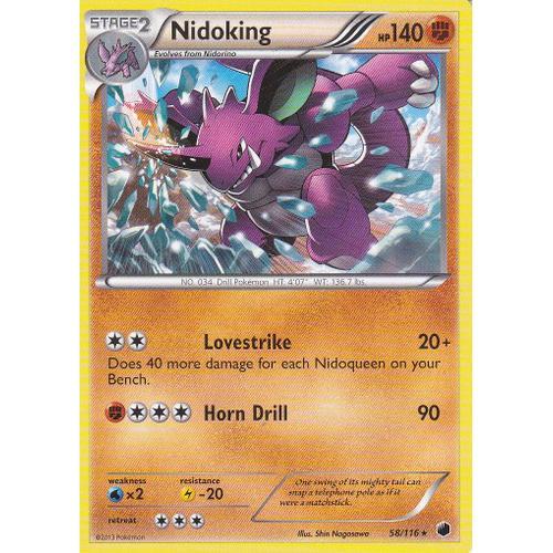 Carte Pokemon - Nidoking  - 58/116 - Rare - Glaciation Plasma - Anglaise -