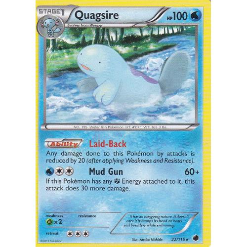 Carte Pokemon - Quagsire ( Maraiste ) - 22/116 - Rare - Glaciation Plasma - Anglaise -