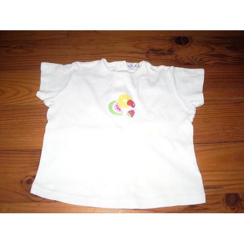 T-Shirt Blanc Taille 3 Ans Imprimé Fruits