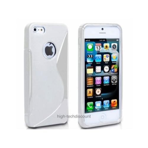 Housse Etui Coque Silicone Gel Blanc Pour Apple Iphone 5 5s 5g + Film Ecran