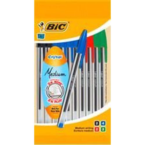 Stylo À Bille Cristal Medium, Bleu, En Sachet De 10