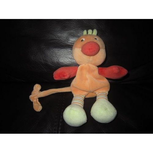 Doudou Oiseau Canard Poussin Orange Attache Tétine Sucre D'orge