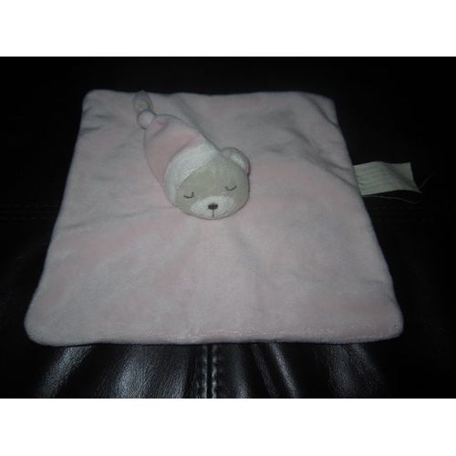 Doudou Ours Chat Dormeur Plat Rose Long Bonnet Kimbaloo La Halle