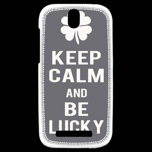 Coque  Htc One Sv Keep Calm Be Lucky Gris