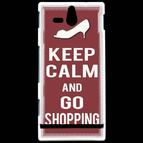 Coque  Sony Xperia U Keep Calm Go Shopping Gris