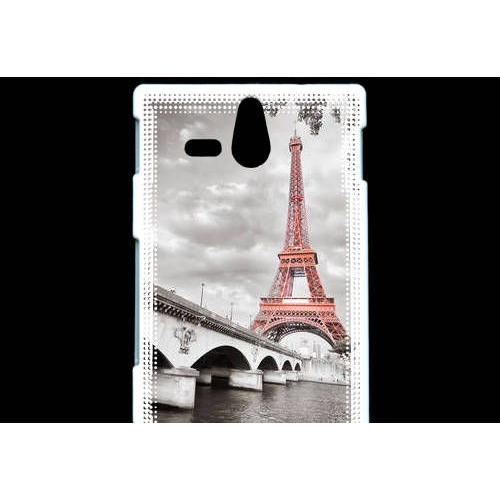 Coque  Sony Xperia U Tour Eiffel Rouge Sur Fond En Noir Et Blanc