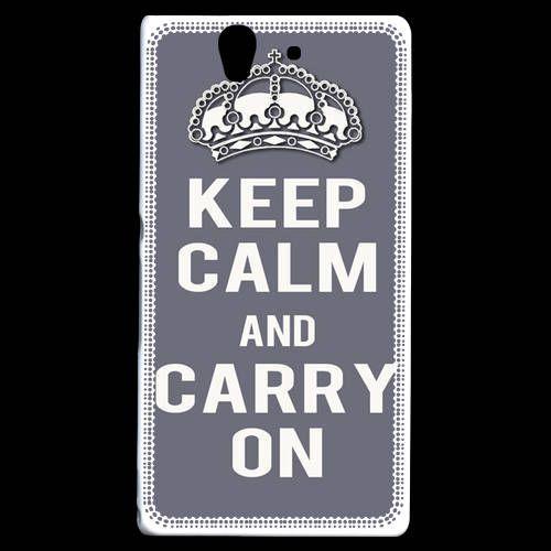 Coque  Sony Xperia Z Keep Calm Carry On Gris