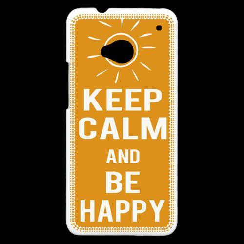 Coque  Htc One Keep Calm Be Happy Orange