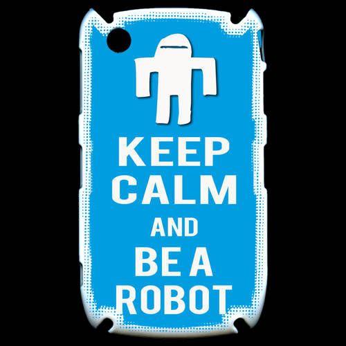 Coque  Blackberry 8520 Keep Calm Be A Robot Cyan