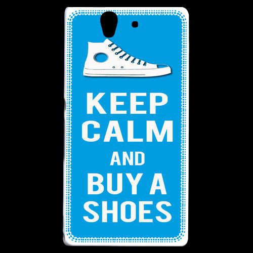 Coque  Sony Xperia Z Keep Calm Buy Shoes Cyan