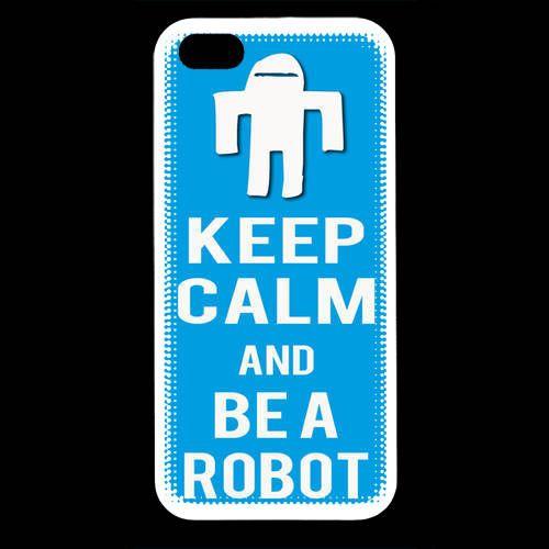 Coque  Iphone 5 Keep Calm Be A Robot Cyan