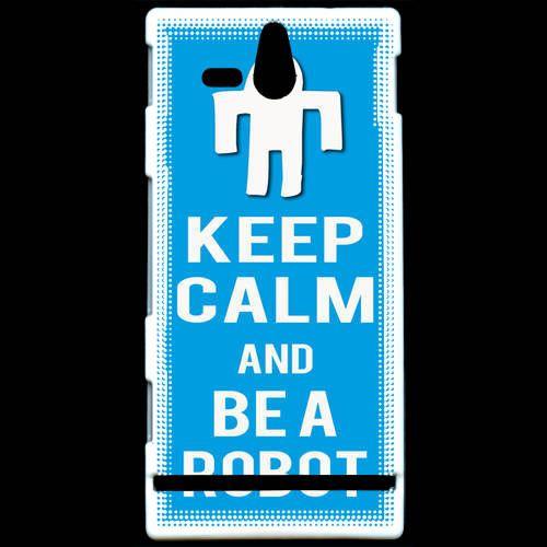 Coque  Sony Xperia U Keep Calm Be A Robot Cyan