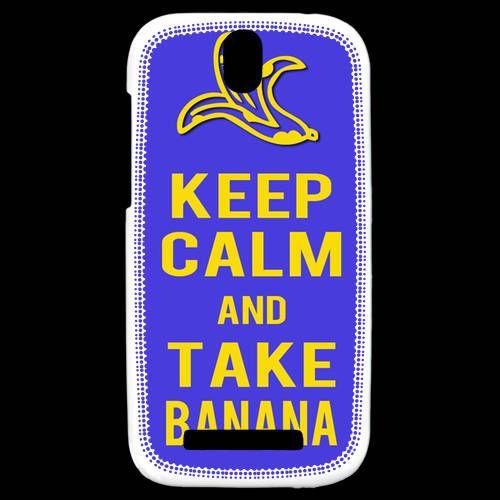 Coque  Htc One Sv Keep Calm Take Banana Bleu