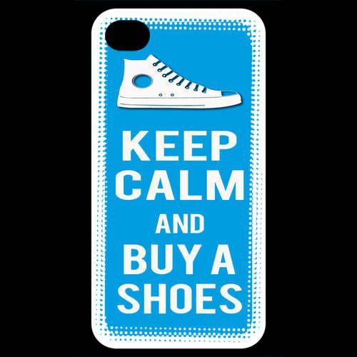 Coque  Iphone 4 / Iphone 4s Keep Calm Buy Shoes Cyan
