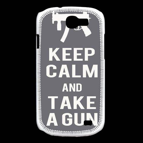 Coque  Samsung Galaxy Express Keep Calm Take A Gun Gris