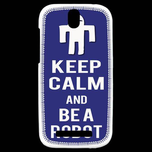 Coque  Htc One Sv Keep Calm Be A Robot Bleu