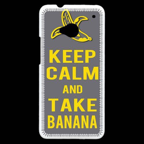 Coque  Htc One Keep Calm Take Banana Gris