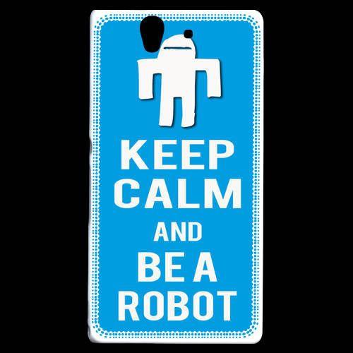 Coque  Sony Xperia Z Keep Calm Be A Robot Cyan