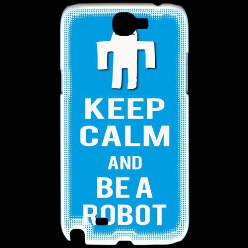 Coque  Samsung Galaxy Note 2 Keep Calm Be A Robot Cyan