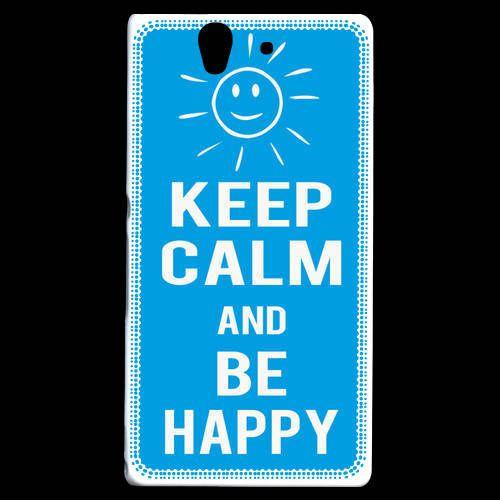 Coque  Sony Xperia Z Keep Calm Be Happy Cyan