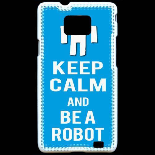 Coque  Samsung Galaxy S2 Keep Calm Be A Robot Cyan