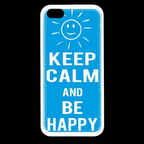 Coque  Iphone 5 Keep Calm Be Happy Cyan