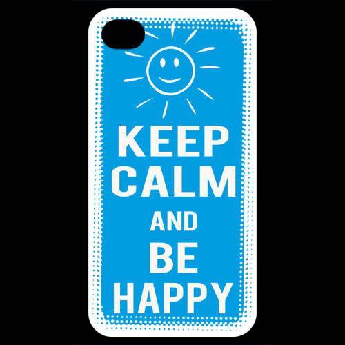 Coque  Iphone 4 / Iphone 4s Keep Calm Be Happy Cyan