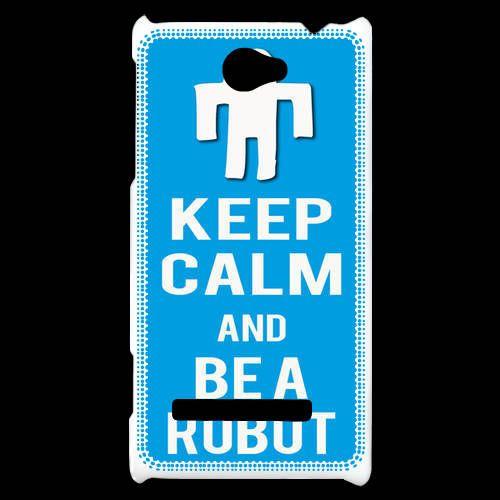 Coque  Htc Windows Phone 8s Keep Calm Be A Robot Cyan