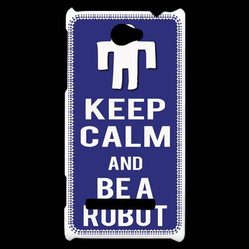Coque  Htc Windows Phone 8s Keep Calm Be A Robot Bleu