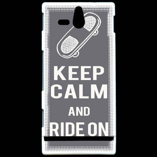 Coque  Sony Xperia U Keep Calm Ride On Gris