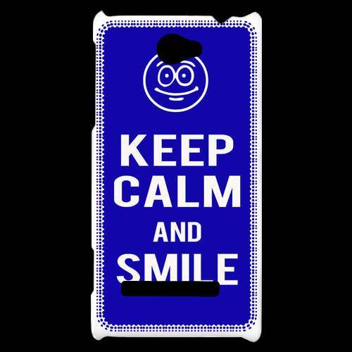 Coque  Htc Windows Phone 8s Keep Calm Smile Bleu