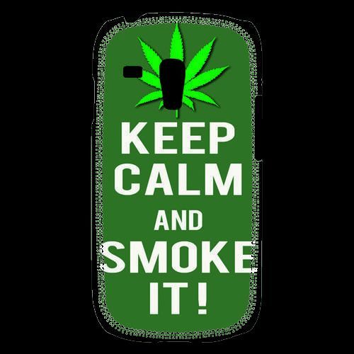Coque  Samsung Galaxy S3 Mini Keep Calm Smoke It Kaki