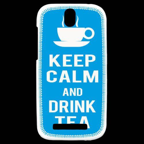 Coque  Htc One Sv Keep Calm Drink Tea Cyan