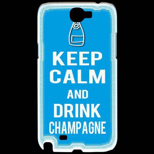 Coque  Samsung Galaxy Note 2 Keep Calm Drink Champagne Cyan