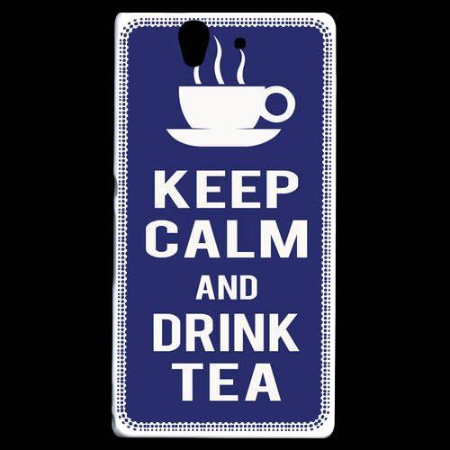 Coque  Sony Xperia Z Keep Calm Drink Tea Bleu