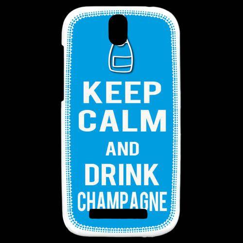 Coque  Htc One Sv Keep Calm Drink Champagne Cyan