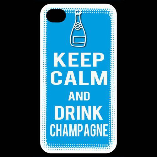 Coque  Iphone 4 / Iphone 4s Keep Calm Drink Champagne Cyan