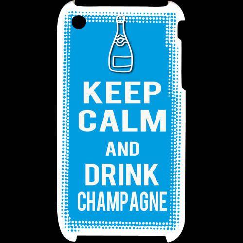 Coque  Iphone 3g / 3gs Keep Calm Drink Champagne Cyan