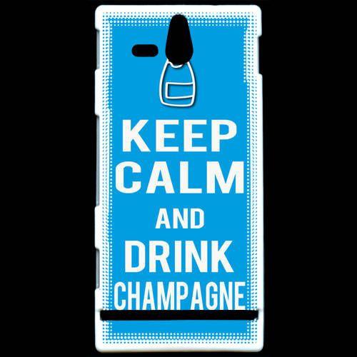 Coque  Sony Xperia U Keep Calm Drink Champagne Cyan