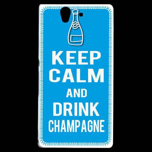 Coque  Sony Xperia Z Keep Calm Drink Champagne Cyan