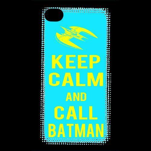 Coque  Iphone 4 / Iphone 4s Keep Calm Batman Cyan