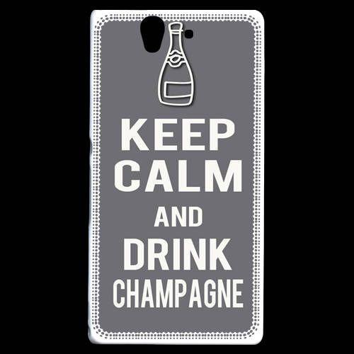 Coque  Sony Xperia Z Keep Calm Drink Champagne Gris