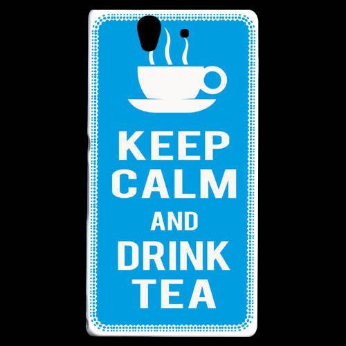 Coque  Sony Xperia Z Keep Calm Drink Tea Cyan