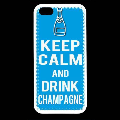 Coque  Iphone 5 Keep Calm Drink Champagne Cyan