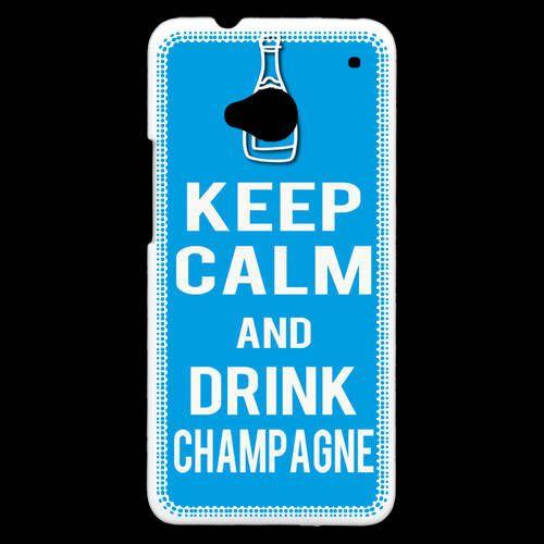 Coque  Htc One Keep Calm Drink Champagne Cyan