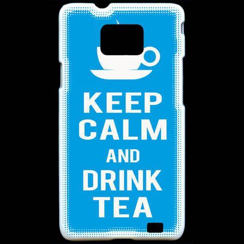 Coque  Samsung Galaxy S2 Keep Calm Drink Tea Cyan