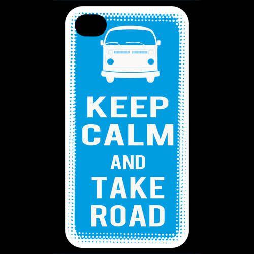 Coque  Iphone 4 / Iphone 4s Keep Calm Take Road Cyan